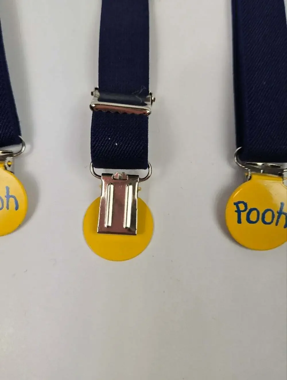 Disney Winnie the Pooh Kids Suspenders Navy Yellow Adjustable Clips